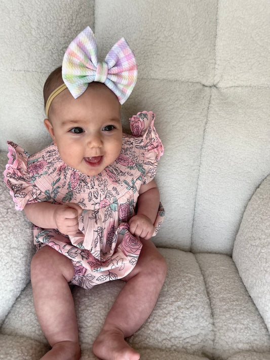 Smocked floral bubble romper