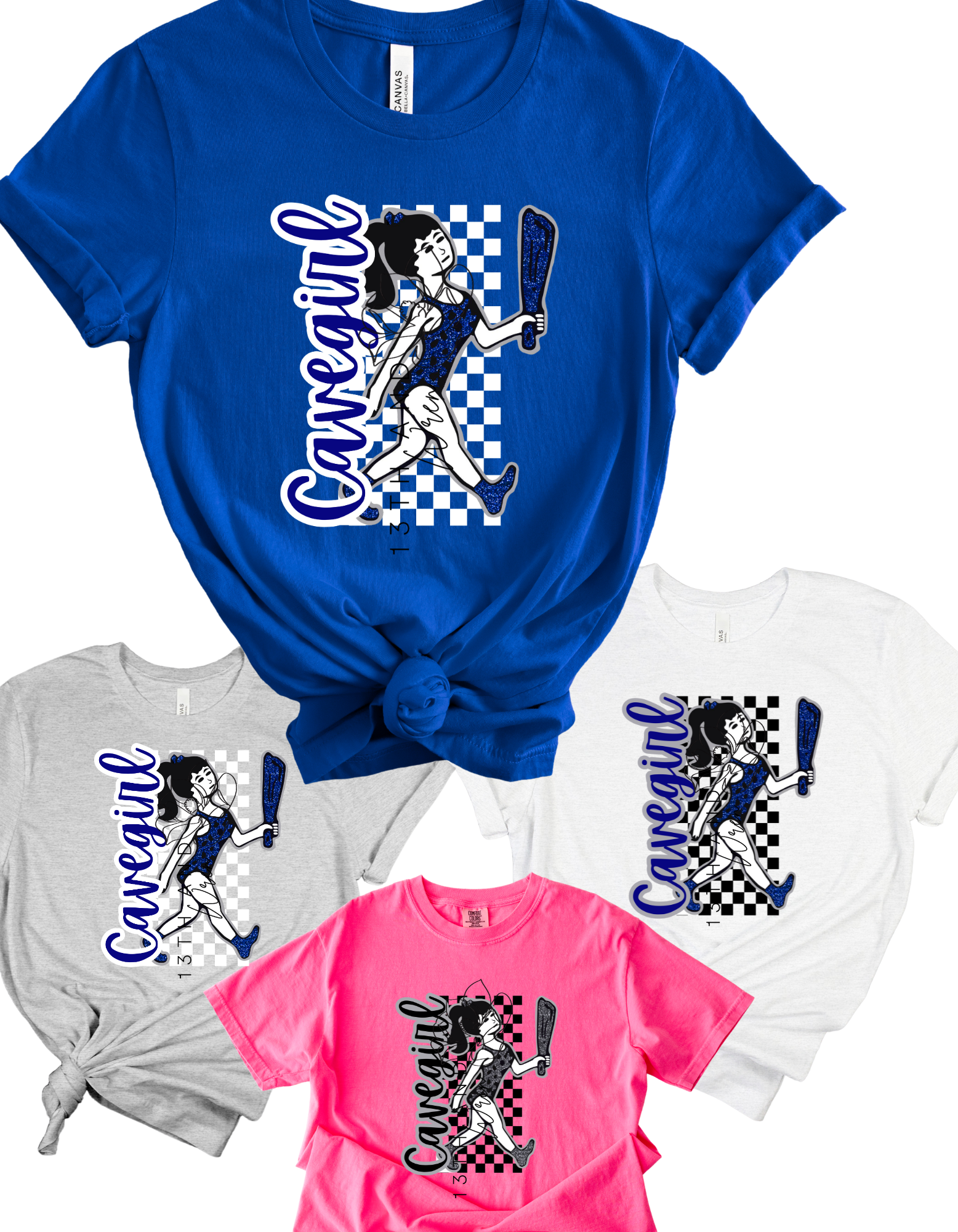 CAVEMEN/CAVEGIRL SQ CHECKERED