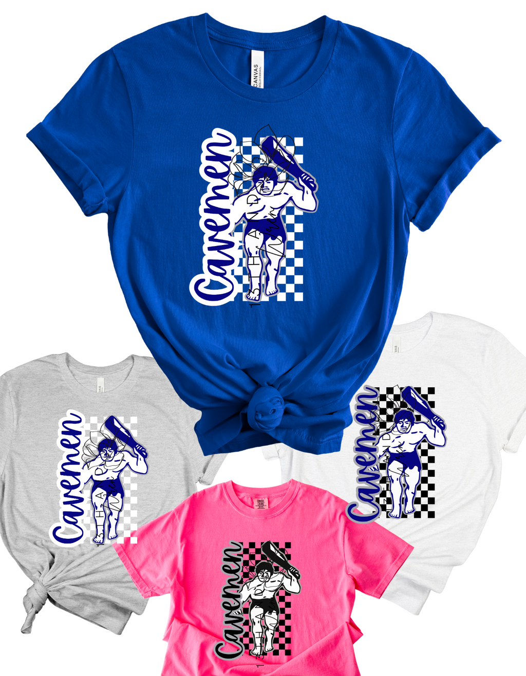 CAVEMEN/CAVEGIRL SQ CHECKERED