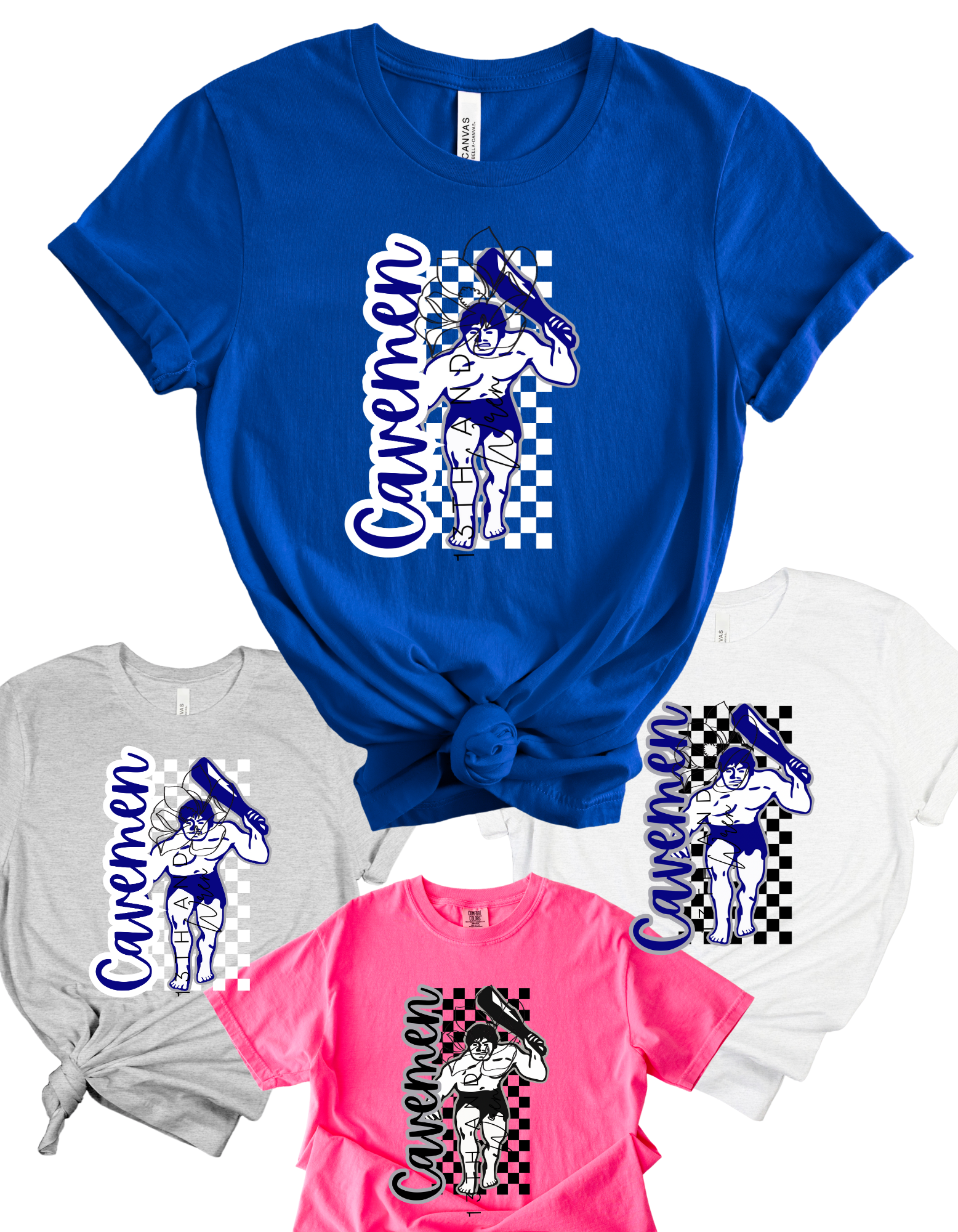 CAVEMEN/CAVEGIRL SQ CHECKERED