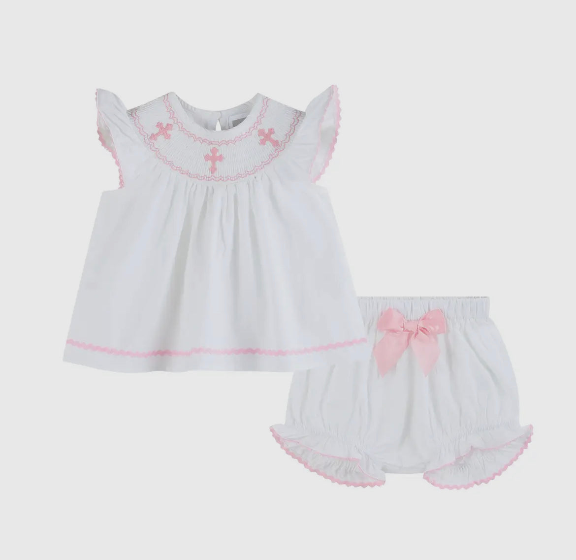 Smocked Easter Cross Dress and Bloomer Set