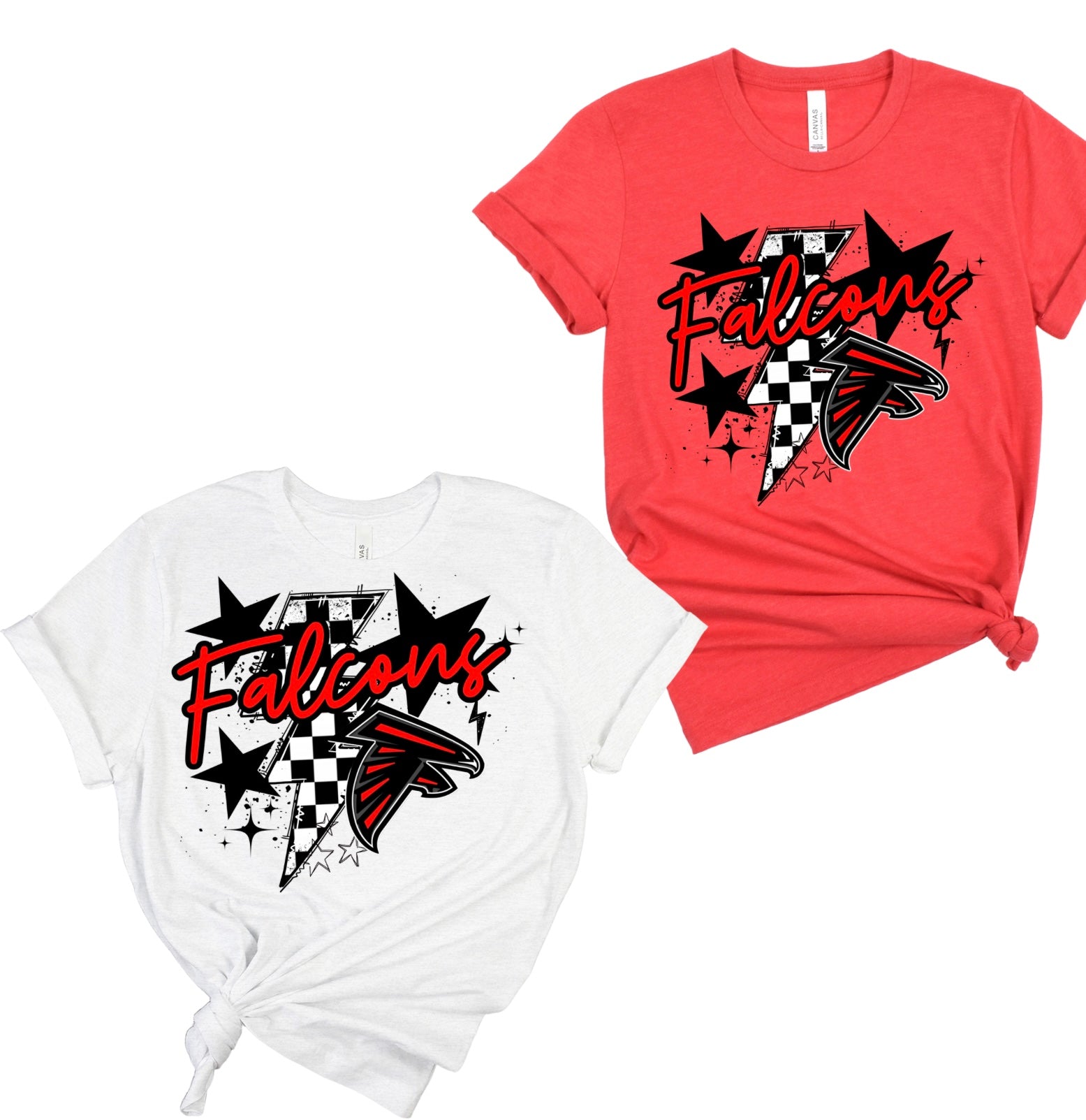 CHECKERED FOOTBALL TEE- FALCONS