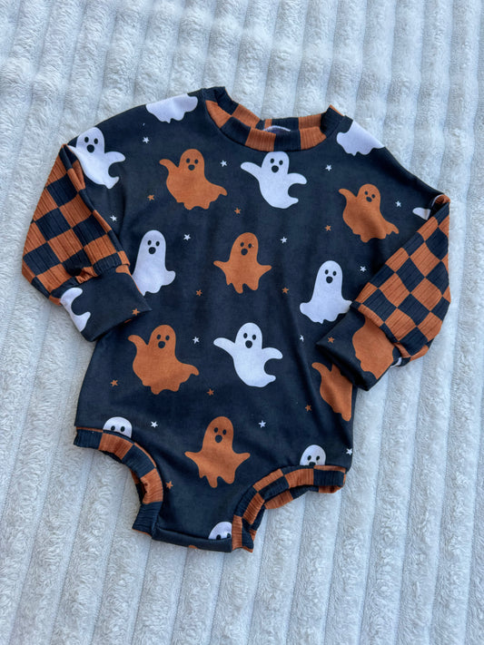 LONG SLEEVE COLOR BLOCKED GHOST ROMPER