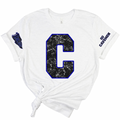 Big C- Sleeve Go Cavemen/Flag Cavemen