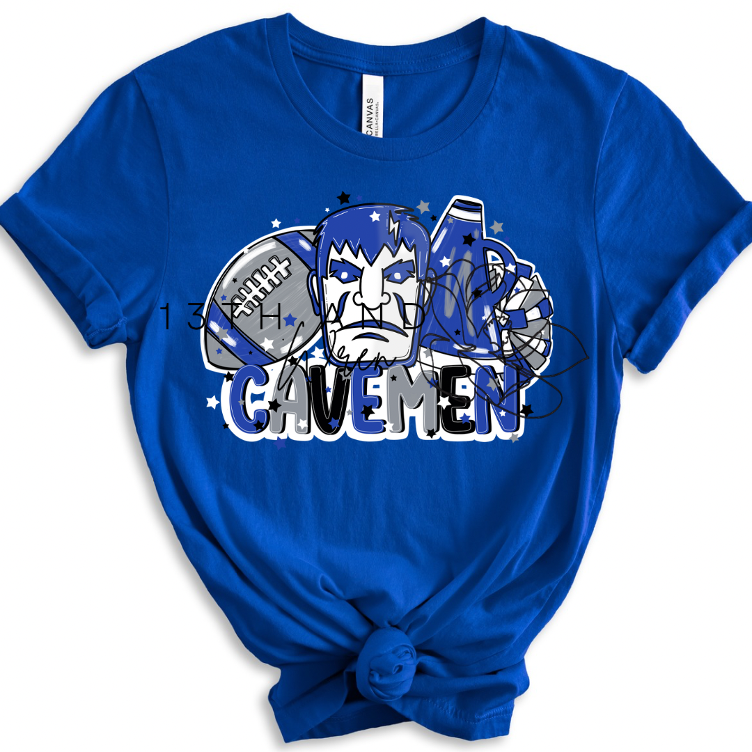 Cavemen Cheer/football tee